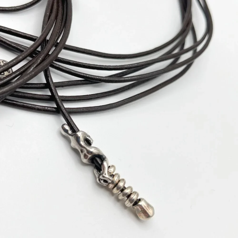 UNO de 50 Leather Silver plated Necklace Skalator Woman Climb BOHO Tassel Dangle - Picture 11 of 16